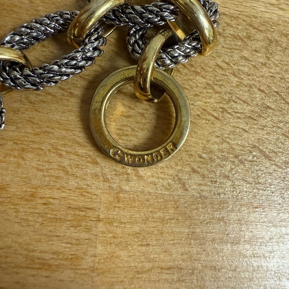 C wonder textured silver and gold tone chain link braceleg - Picture 3 of 4